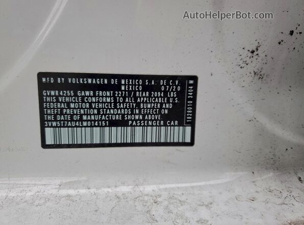 3VW5T7AU4LM014151 2020 VOLKSWAGEN GTI White 