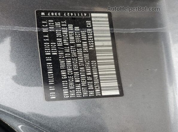 3VWC57BU4MM004320 2021 VOLKSWAGEN JETTA Gray 
