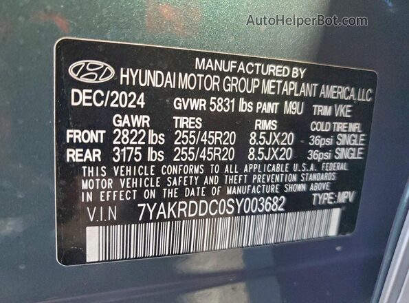 7YAKRDDC0SY003682 2025 HYUNDAI IONIQ Teal 
