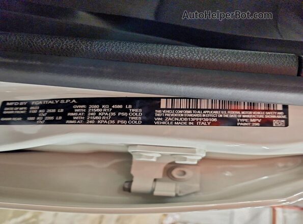 ZACNJDB13PPP39106 2023 JEEP RENEGADE White 