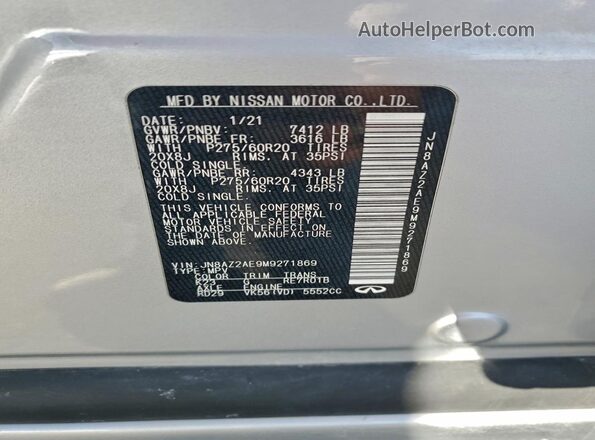 JN8AZ2AE9M9271869 2021 INFINITI QX80 Silver 
