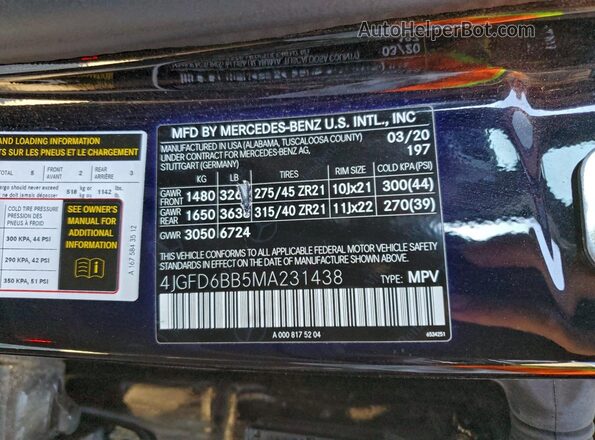 4JGFD6BB5MA231438 2021 MERCEDES-BENZ GLE Black Vista interior de 360 grados