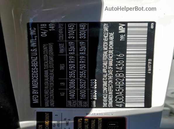 4JGDA5HB2JB143616 2018 MERCEDES-BENZ GLE White 