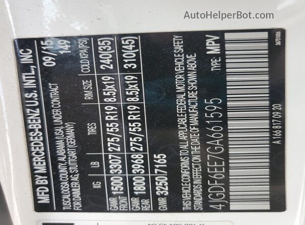 4JGDF6EE7GA661595 2016 MERCEDES-BENZ GL-CLASS White Widok wnętrza 360 stopni