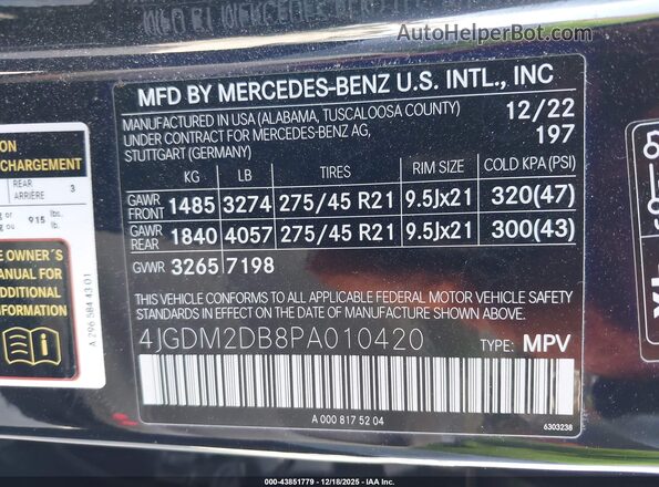 4JGDM2DB8PA010420 2023 MERCEDES-BENZ EQS 450+ SUV Черный Вид подкапотного пространства