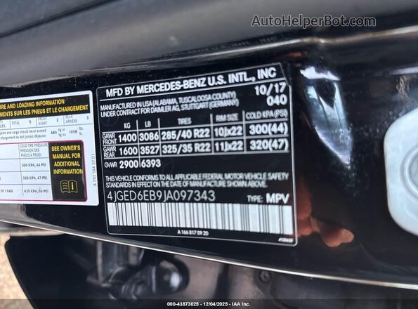 4JGED6EB9JA097343 2018 MERCEDES-BENZ AMG GLE 43 COUPE Черный Вид подкапотного пространства