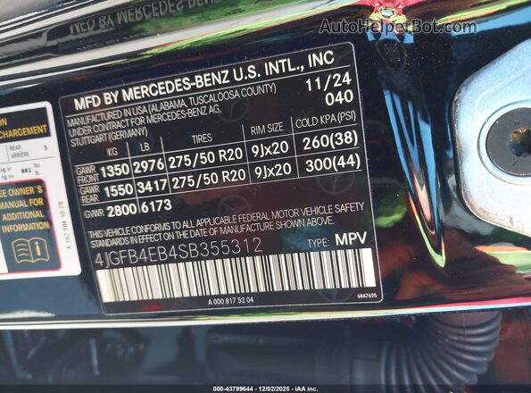 4JGFB4EB4SB355312 2025 MERCEDES-BENZ GLE 350 Black Շարժիչի բաժամունքի տեսք
