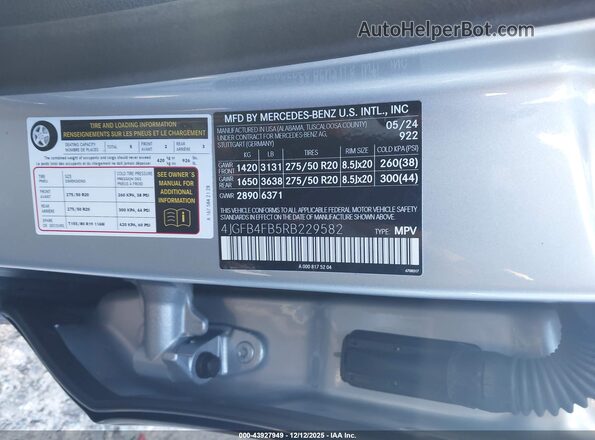 4JGFB4FB5RB229582 2024 MERCEDES-BENZ GLE 350 Серебряный 