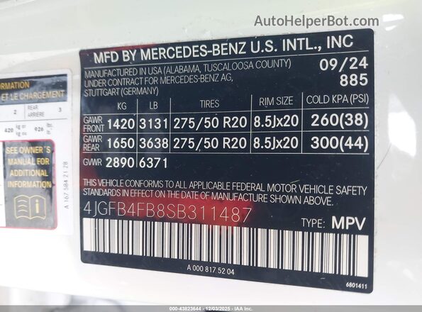 4JGFB4FB8SB311487 2025 MERCEDES-BENZ GLE 350 Белый Вид подкапотного пространства