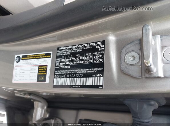 4JGFB4JB1LA231270 2020 MERCEDES-BENZ GLE 350 Beige Widok komory silnika