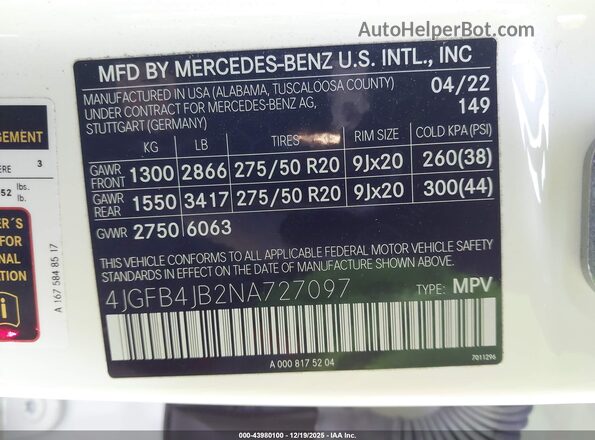 4JGFB4JB2NA727097 2022 MERCEDES-BENZ GLE 350 Белый Вид подкапотного пространства