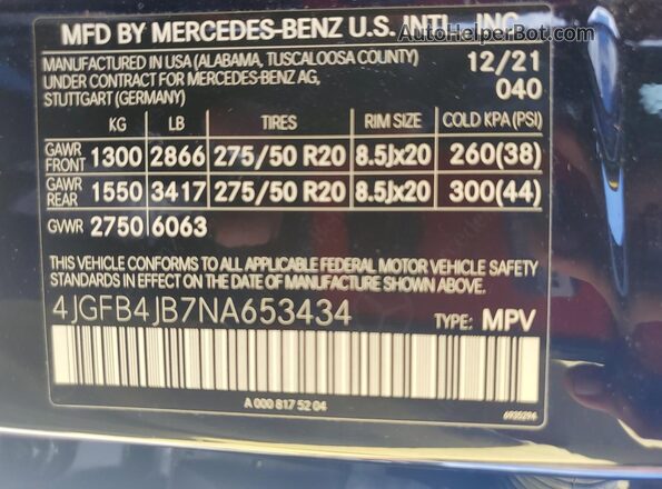 4JGFB4JB7NA653434 2022 MERCEDES-BENZ GLE Black 360 interior view
