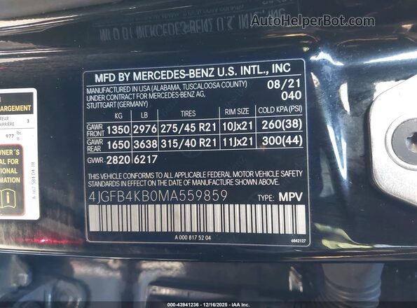 4JGFB4KB0MA559859 2021 MERCEDES-BENZ GLE 350 Black Շարժիչի բաժամունքի տեսք