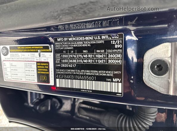 4JGFB4KB1NA655601 2022 MERCEDES-BENZ GLE 350 Blue Вид підкапотного простору