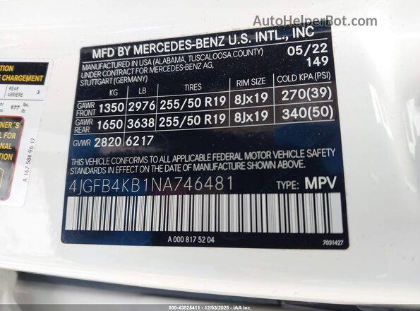 4JGFB4KB1NA746481 2022 MERCEDES-BENZ GLE 350 Белый Вид подкапотного пространства