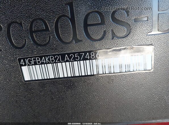 4JGFB4KB2LA257486 2020 MERCEDES-BENZ GLE 350 Red Вид підкапотного простору
