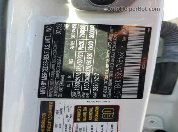 4JGFB4KB5NA796686 2022 MERCEDES-BENZ GLE Белый 
