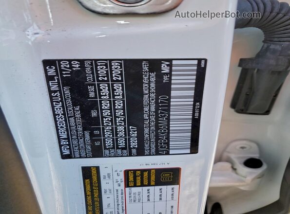 4JGFB4KB6MA371170 2021 MERCEDES-BENZ GLE White Панорамний вид салону 360°