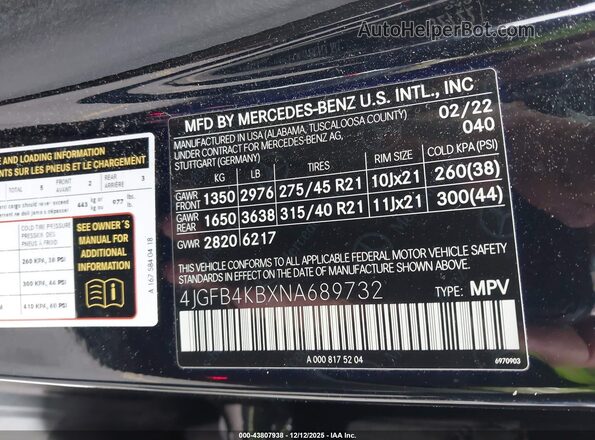 4JGFB4KBXNA689732 2022 MERCEDES-BENZ GLE 350 Black Widok komory silnika