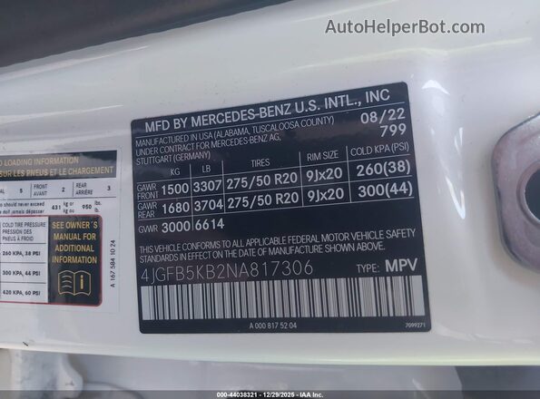 4JGFB5KB2NA817306 2022 MERCEDES-BENZ GLE 450 White Vista del compartimento del motor