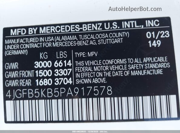 4JGFB5KB5PA917578 2023 MERCEDES-BENZ GLE 450 White Vista del compartimento del motor