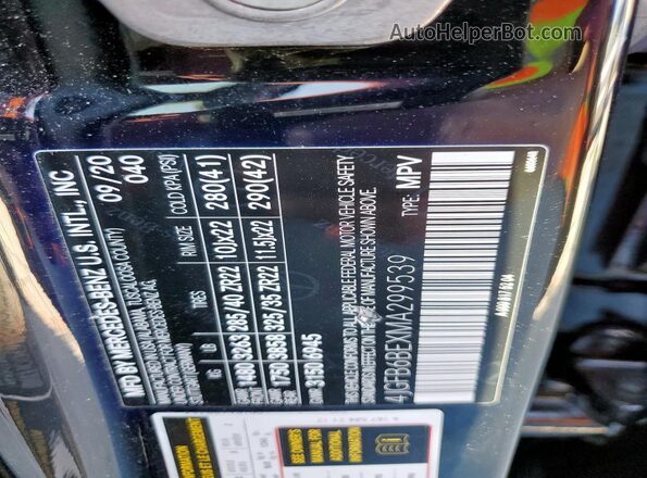 4JGFB6BEXMA299539 2021 MERCEDES-BENZ GLE Black 360 interior view