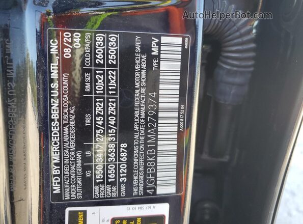 4JGFB8KB1MA279374 2021 MERCEDES-BENZ GLE Black Панорамний вид салону 360°