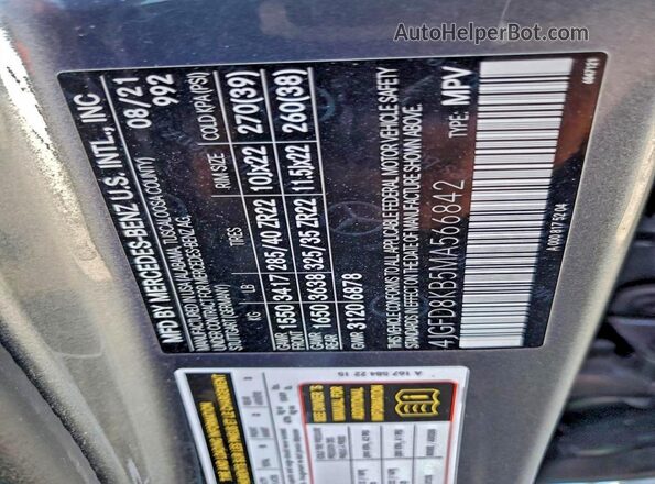 4JGFD8KB5MA566842 2021 MERCEDES-BENZ GLE Gray Vista de la etiqueta del VIN