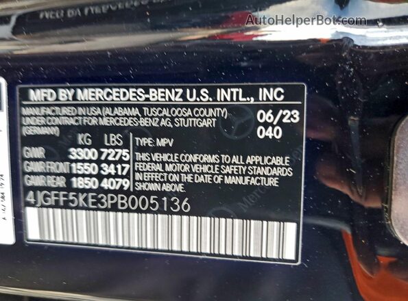 4JGFF5KE3PB005136 2023 MERCEDES-BENZ GLS Black VIN sticker view