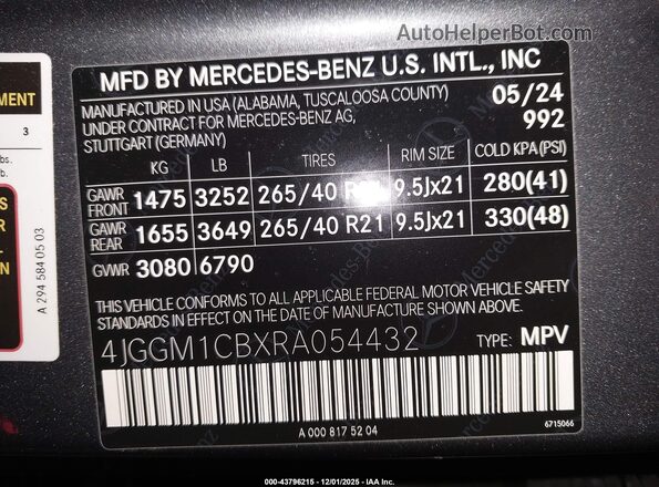 4JGGM1CBXRA054432 2024 MERCEDES-BENZ EQE 350 SUV Серый Вид подкапотного пространства