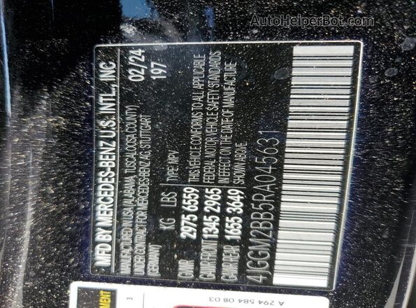 4JGGM2BB5RA045631 2024 MERCEDES-BENZ EQE Black Widok naklejki z numerem VIN