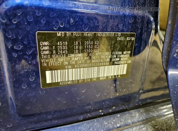 4S3BNBD65G3049448 2016 SUBARU LEGACY Blue Rear interior view