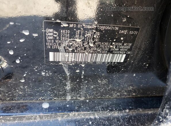 4S3BWAD67N3018738 2022 SUBARU LEGACY Black Engine compartment view
