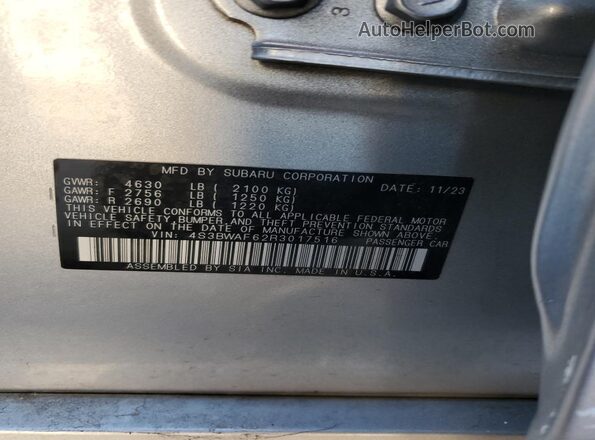 4S3BWAF62R3017516 2024 SUBARU LEGACY Серебряный Вид подкапотного пространства