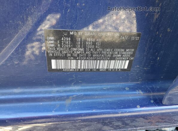 4S3GKAD66P3603024 2023 SUBARU IMPREZA Синий Вид подкапотного пространства