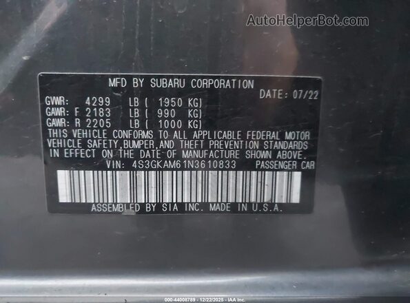 4S3GKAM61N3610833 2022 SUBARU IMPREZA Gray Widok komory silnika
