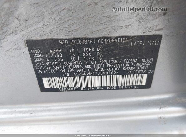 4S3GKAM67J3607624 2018 SUBARU IMPREZA Silver 