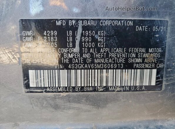 4S3GKAV65M3606913 2021 SUBARU IMPREZA Gray Engine compartment view
