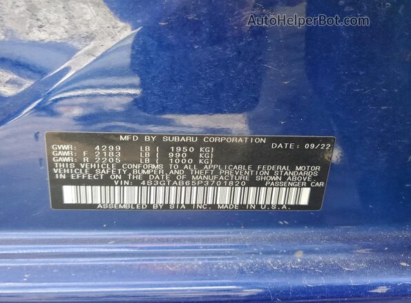 4S3GTAB65P3701820 2023 SUBARU IMPREZA Blue Вид підкапотного простору