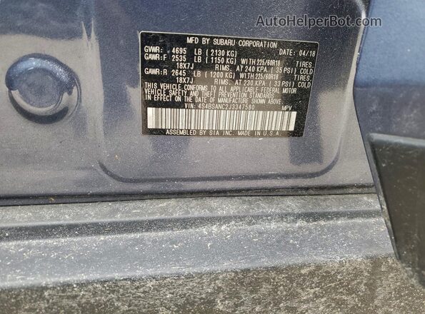 4S4BSANC2J3347580 2018 SUBARU OUTBACK Blue 