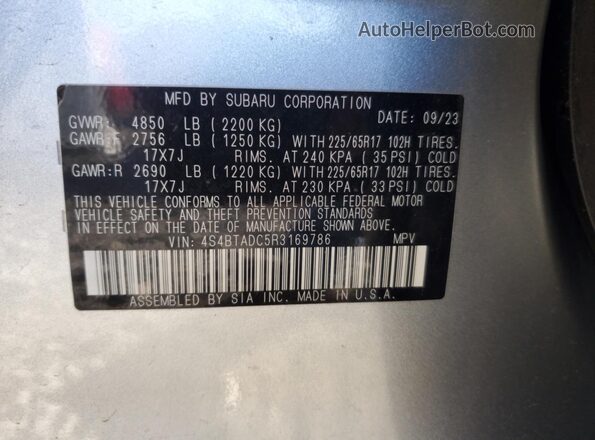 4S4BTADC5R3169786 2024 SUBARU OUTBACK Silver Widok komory silnika