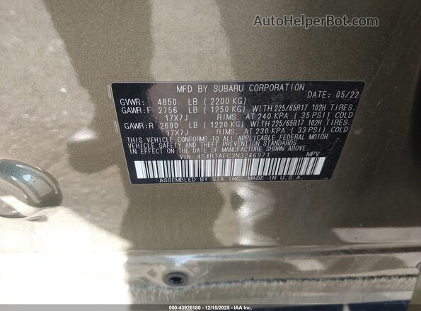 4S4BTAFC3N3246971 2022 SUBARU OUTBACK Green Engine compartment view