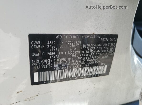 4S4BTAFCXR3156156 2024 SUBARU OUTBACK White Vista del compartimento del motor