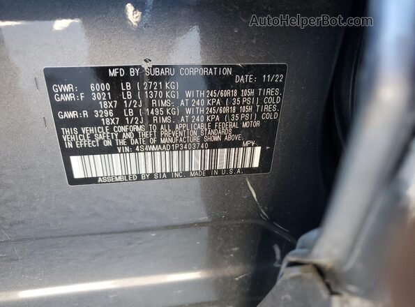 4S4WMAAD1P3403740 2023 SUBARU ASCENT Blue Widok naklejki z numerem VIN