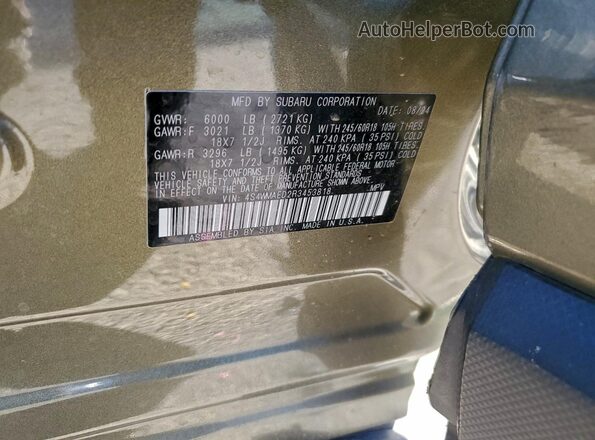 4S4WMAED2R3453818 2024 SUBARU ASCENT Green VIN კოდის სტიკერის ხედი
