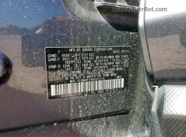 4S4WMAFD8M3462014 2021 SUBARU ASCENT Charcoal 