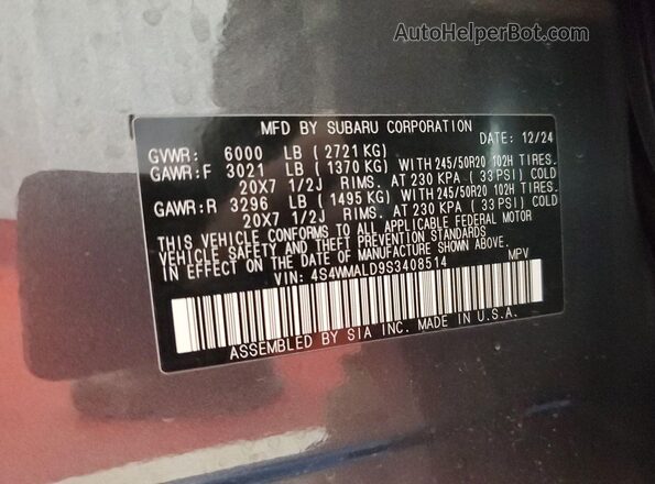 4S4WMALD9S3408514 2025 SUBARU ASCENT  