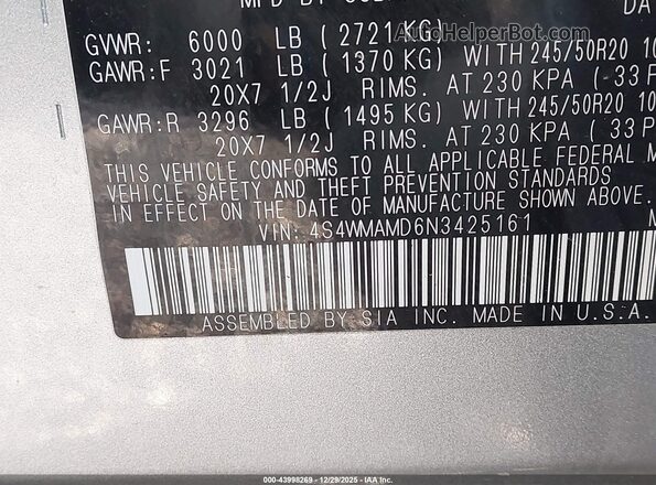 4S4WMAMD6N3425161 2022 SUBARU ASCENT Silver 