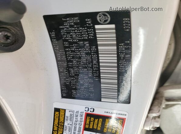 4T1EZ1FB3MU067194 2021 TOYOTA AVALON White Widok komory silnika