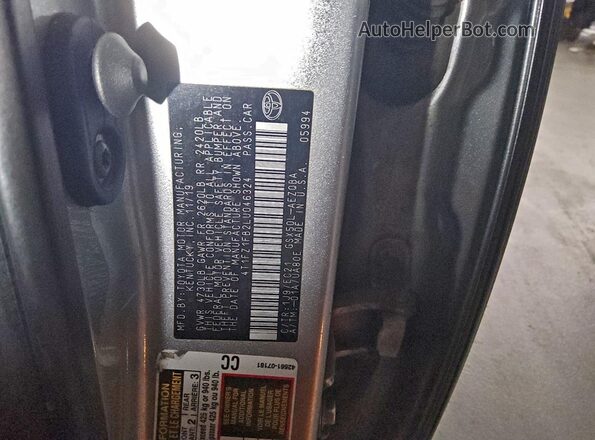 4T1FZ1FB2LU046324 2020 TOYOTA AVALON Gray Vista del compartimento del motor